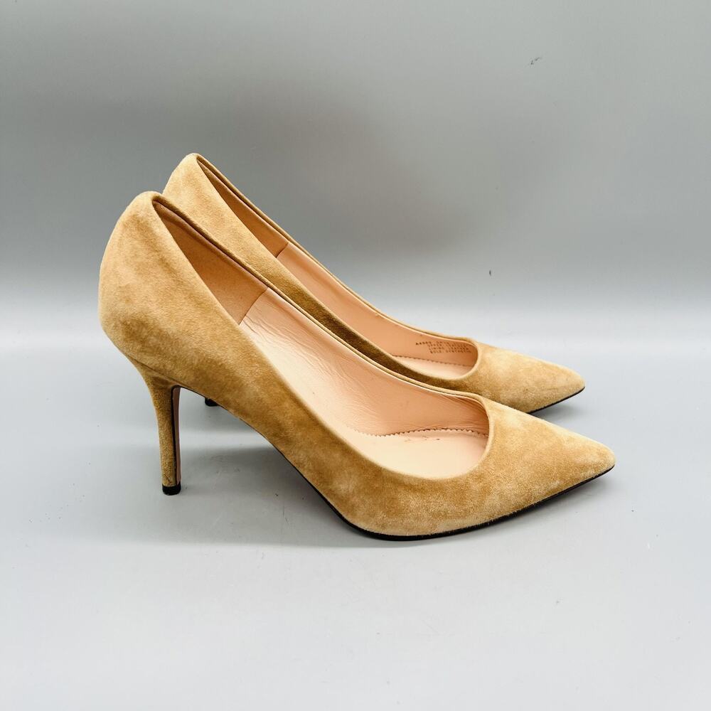 J Crew Shoes Womens 8 Beige Suede Stiletto Heel Dress Pumps Pointed Toe Slip On